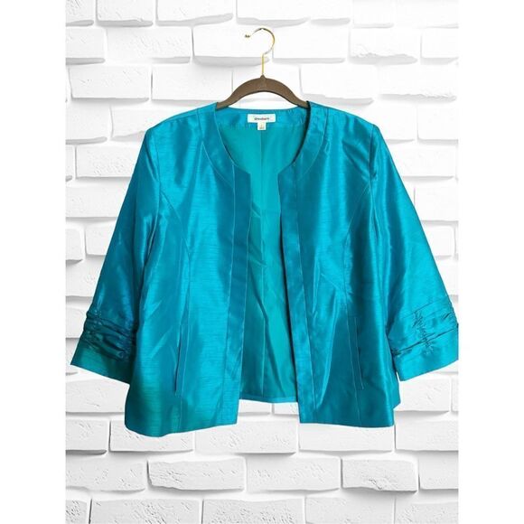 Dressbarn Women’s Size Large Turquoise Open Front Blazer Business Casual GUC - Picture 1 of 13